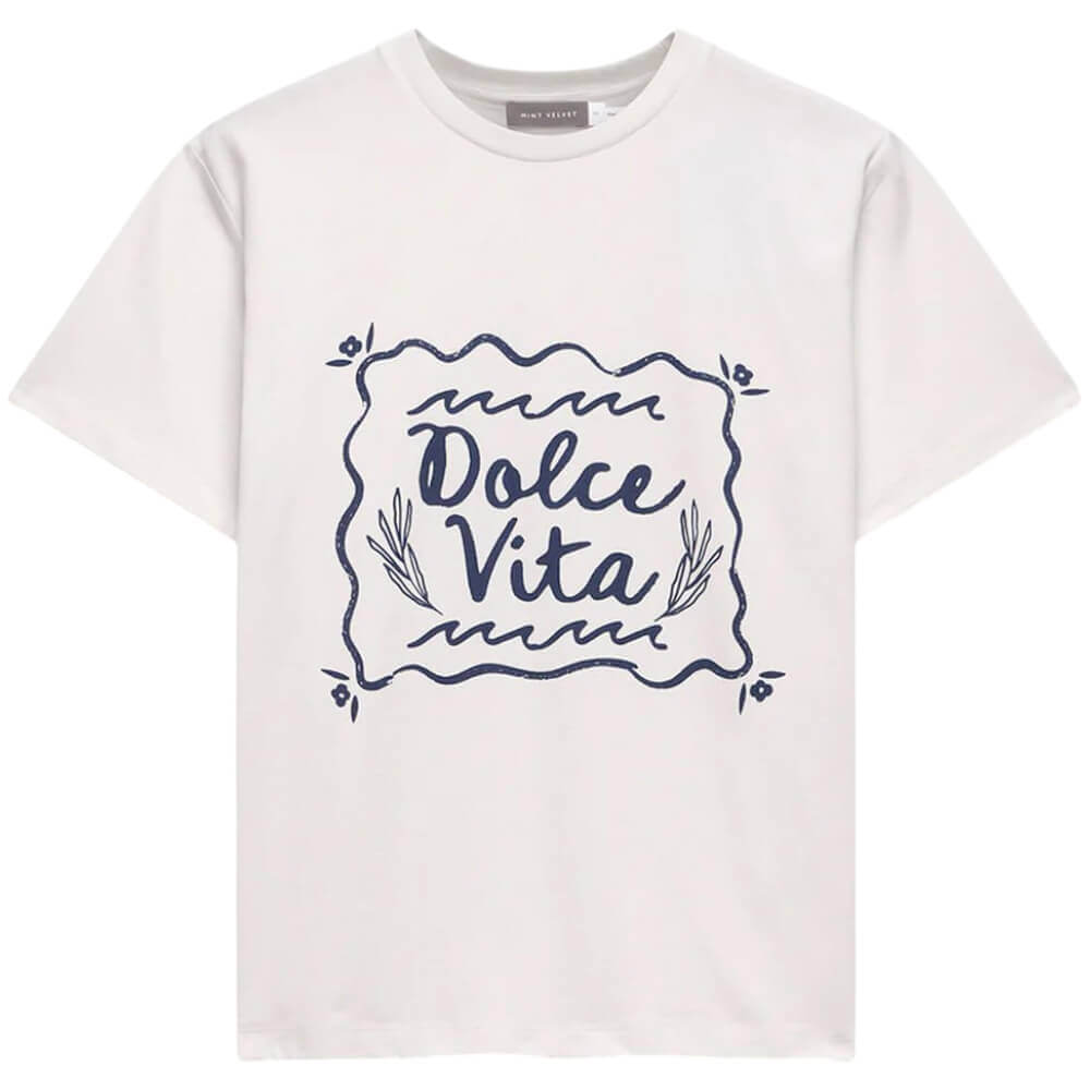 Mint Velvet White Dolce Vita Slogan T Shirt